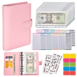NICOOTH NICOOTHBudget Binder Cash Envelopes A6 Money Saving Binder with Zipper envelopes (Pink)