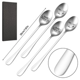Huiguli 4 Stück Hochzeit Kaffeelöffel mit Gravur, Mr & Mrs and Just Married, Edelstahl Liebeslöffel mit Geschenkbox, Liebeslöffel Hochzeit Geschenke für Paar, Hochzeitsgeschenke für Brautpaar