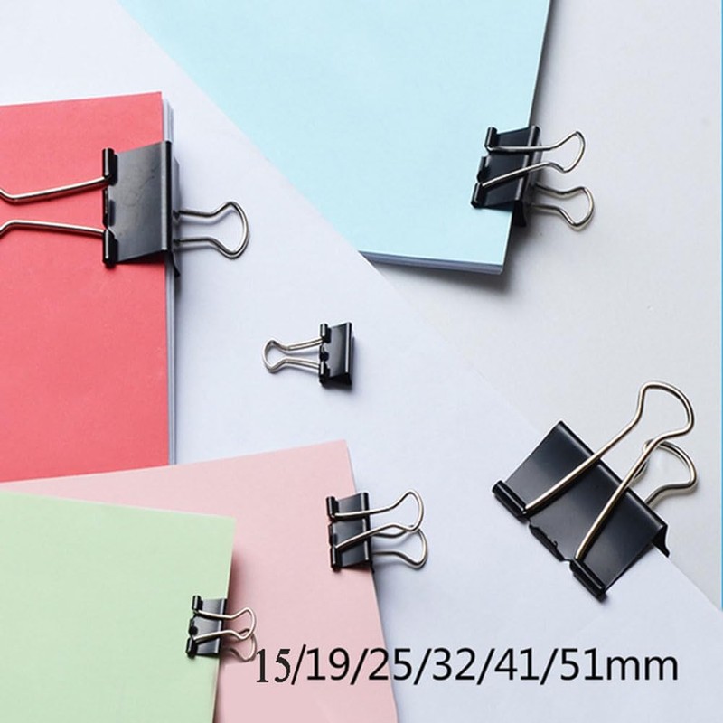 50pcs Black Double Clips Beans 15mm Black Paper Clips for