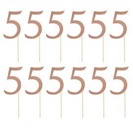 LissieLou Number 5 Cupcake Toppers Pack of 12 in Pretty Glitter Card, Made in the UK - Rose Gold