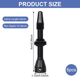 Tubeless valves, black, 44 mm bicycle valves set for tubeless tyres, high-quality anti-leak bicycle valves with integrated tool for removing the valve core.