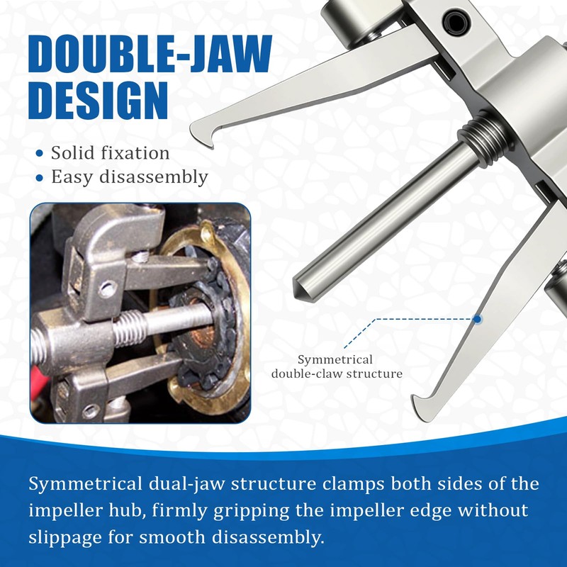 Double Jaw Stainless Impeller Puller Tool Fit for 2-1/4" to