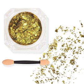 Aslanka Chunky Glitter Gel, Mermaid Sequins Liquid Party Makeup Face Body Eye Hair Nail Cosmetic Festival Multi-Shape Sequins Eyeshadow with Sponge Applicator No Need Glue- Golden