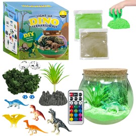 YATOSEEN Dinosaur Terrarium Kit Toys for Kids - DIY Light Up Dinosaur Gift for Boys Ages 4 5 6 7 8-12 Year Old with Multicolor LED Light & Remote, Dinosaur Toys Birthday Gifts