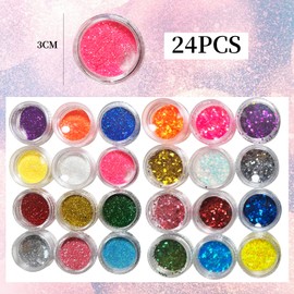 Nail Glitter Glitter Glitter Powder, Set of 24, Nail Parts, Glitter Powder, Nail Art, Gel Nails, Resin Encapsulated Face Body Decoration Parts