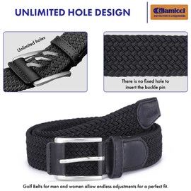 Elastic Braided Belt, Stretch Woven Belt for Golf Pants 1 3/8" (34mm Aprox) | Mens Casual Braided Belts-AB23 (Black, M: 33-36”Waist -Strap 115cms /45”)