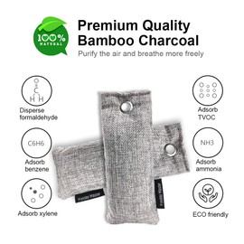 2 Packs Shoe Deodorizer Bags, Fonday Bamboo Charcoal Odor Eliminator(75gx2Packs), Activated Charcoal Air Purifying Bags Odor Absorber for Gym Bag, Car, Pet, Closet