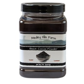 Black cocoa powder by Medley hills farm 1 Lb. in Reusable Container - Great Black cocoa powder for baking - Dutch Processed - Unsweetened