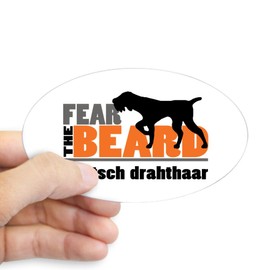 CafePress Fear The Beard Deutsch Drahthaar Oval Bumper Sticker, Euro Oval Car Decal