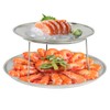 DYNAMI 2-Tier Seafood Tower Set,2pcs Thickened Stainless Steel Seafood Tray(10in+8in)