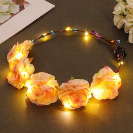 Zoestar LED Flower Crown Headbands, Lighted Hair Wreath, Headband, Bridal Garland Headpiece, Flower Festival Headpiece, Hair Accessories for Women and Girls