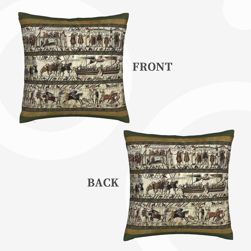 Bayeux Tapestry Throw Pillow Covers 18"X18" Cozy Velvet Square Throw