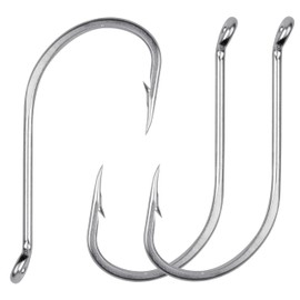 Octopus Beak Fishing Hooks Saltwater, 50pcs Stainless Steel Forged Offset Hooks Suicide Bait Fish Hooks Big Game Circle Hooks for Saltwater Freshwater,4/0