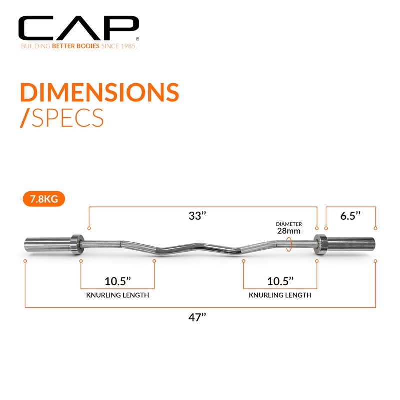 CAP Barbell 47-Inch Olympic Curl Bar - Chrome | Curl
