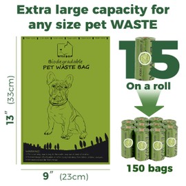 ATIFBOP Biodegradable Dog Poop Bags 150 Count 10 Rolls with Dispenser, Thicken and Leak Proof Poop Bag Holders for Leashes(Scented)