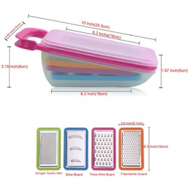 Tenta Kitchen 4 Piece Cheese Grater Set with Container - Zester Cheese Shredder Vegetable Slicer Cheese Graters - Fine and Coarse Metal Hand Cheese Grater Adjustable Hard Cheese Slicer （Red）