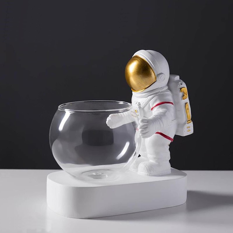 Astronaut Planter, Spaceman Glass Vase，Astronaut Resin Hydroponics Flower Vases，Led Light