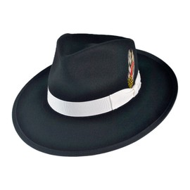 Made in The USA - Classics Zoot Wool Felt Fedora Hat (Medium) Black