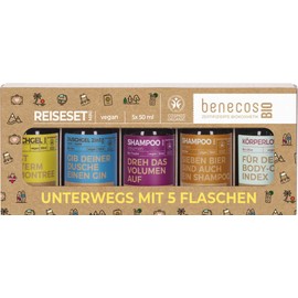 benecos Organic Mini Set on the Go with 5 Bottles - Vegan - Recycled Plastic