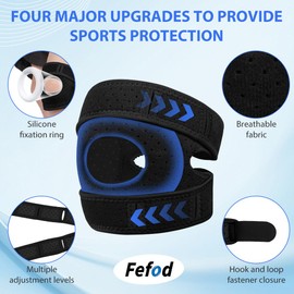 Fefod Knee Support for Men and Women, Pack of 2 Adjustable Patella Knee Brace, Breathable Bandage Knee, Knee Support for Meniscus Tear, Knee Pain, Sports, Arthritis Recovery (Black)