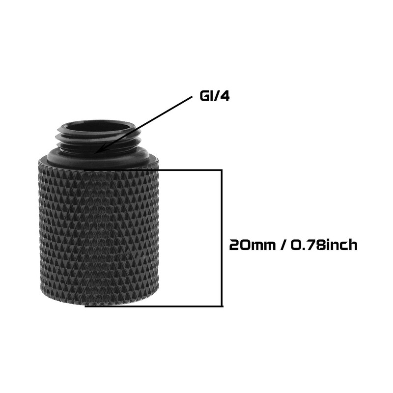 EMSea 4pcs Black G 1/4 Inch Extended Nut Seat 20mm