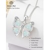 WOAINI Silver Butterfly Pendant Necklace for Women Opal Jewelry Gifts