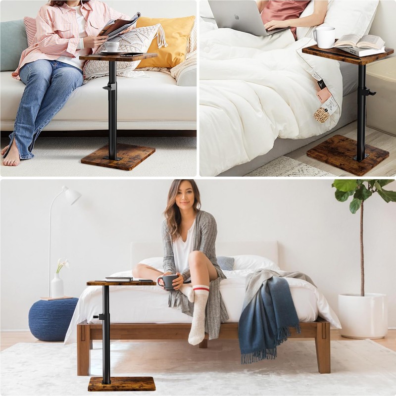 YUHFERA Sofa Armrest Tray Table for Couch - 360° Swivel