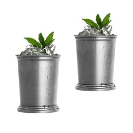 Libitree Silver Cocktail Tumblers, 2 Pack, Mint Julep Cups,12oz classic julep cups, silver stainless steel Cups for party and bars