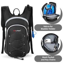 Gelindo Water Backpack Hiking Hydration Pack, Insulated Hydration Backpacks with 2L BPA Free Water Bladder for Men, Women, for Running, Cycling, Camping, Walking and Outdoor-Black
