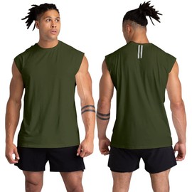 Holure 3 Pack Men's Gym Tank Tops Workout Sleeveless T-Shirts Athletic Muscle Tank Training Bodybuilding ShirtsBlack/Grey/Green M