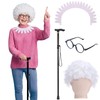 Tarpop 4 Pcs Grandma Costume for Women, Old Lady Accessories