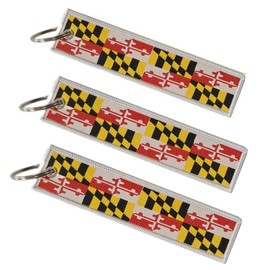3 Pack Maryland Flag,Key Chain Tag with Key Ring - Keys, Cars, Motorcycles, Backpacks, Luggage and Gifts - EDC