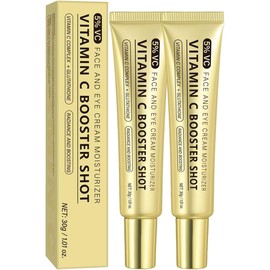 Vitamin C Booster Shot Serum, Crema esencial iluminadora con vitamina C para las arrugas, tónico iluminador e hidratante, mejora el tono y la suavidad de la piel (2PC)