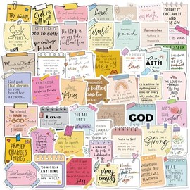 Bible Verse Stickers 50 Pack Vinyl Laptop Stickers,Waterproof Stickers for Water Bottles,-Graffiti Stickers Pack for Teens Girls Kids Adults(Inspirational Affirmation Stickers)