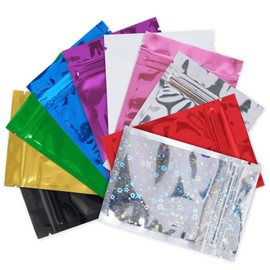 Wankko 100 Pcs Premium Smell Proof Double-Sided Color Mylar Foil Flat Heat Sealable Sample Ziplock Bag 7.5x10cm