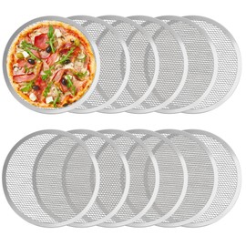 LRui Pizza Screen,16 Inch,12 Pack,Seamless Aluminum Pizza Pan With Holes.