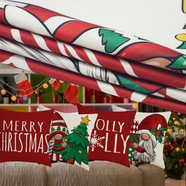 HASAIKA® Linen Decorative Cushion Cover Christmas Cushion Cover 45 x 45 cm, Pack of 4 Couch Cushions Christmas Decoration for Living Room Bedroom