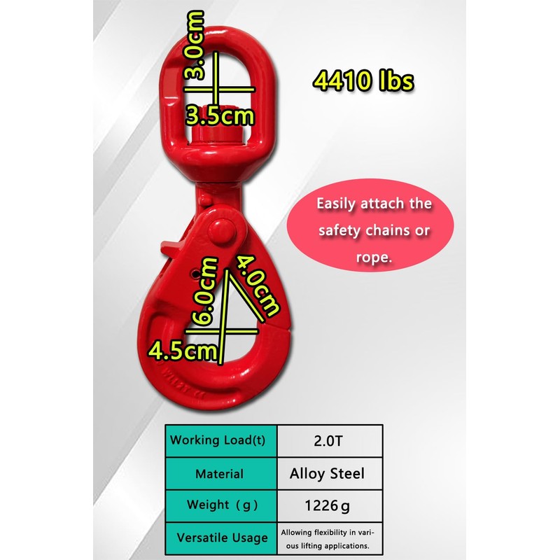 Heavy Duty Swivel Lifting Hook - 4410 lbs Capacity -