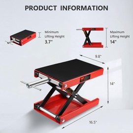 GarveeTech Motorcycle Scissor Lift Jack, Scissor Jack Steel Wide Deck Hoist Crank Center Stand, 1100 LBS Capacity Motor-Cycle Lift for ATVs, Dirt Bikes