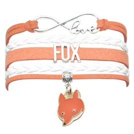 HCChanshi Fox Bracelet Jewelry Infinity Love Fox Gifts Fox Jewelry Bracelet Gifts For Fox Lover, Fox Valentine Gifts, Fox Themed Gifts, Fox Wedding Gifts (Orange and White)