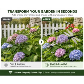 12-Piece Dragonfly Garden Clips for Plants and Yard Decor - Lifelike Moving Ornaments for Indoor and Outdoor Spaces
