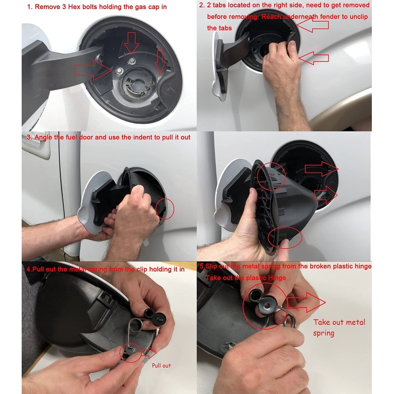 Colofulway Fuel Door Hinge Pin with Gas Door Spring for