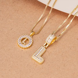 Ctarlitu Initial Letter Necklaces For Women 14k Gold Plated Pendant Necklace A-Z Pendant Gold Chain Choker Trendy Custom Name Necklace Jewelry Set