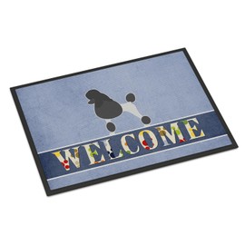 Caroline's Treasures BB5543JMAT Poodle Welcome Doormat 24x36 Front Door Mat Indoor Outdoor Rugs for Entryway, Non Slip Washable Low Pile, 24H X 36W