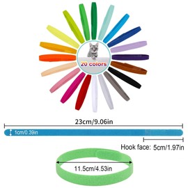 FEBSNOW 20Pcs Puppy Whelping Collars 9 inch Newborn Pet Collars Double-Sided Soft Adjustable ID Bands Puppy Id Collars for Newborn Pet Dog Cat (20 Colors)