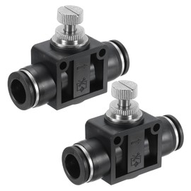 PATIKIL 12mm Pneumatic Ball Valve, 2 Pack 12mm OD SA Push to Connect Tube Fittings Ball Valve Union Straight Air Flow Control Valve for Air Hydraulic, Black