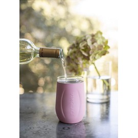 Vinglacé Stainless Steel Stemless Wine Glass- Insulated Wine Tumbler with Glass Insert and Sip Lid, 10 oz, Rose