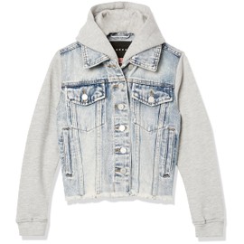 [BLANKNYC] Girls Denim Jacket with Hood, Comfortable & Stylish Coat, Be Like That, Medium