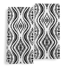 Qeheb Boho Native Aztec Kitchen Towels, Boho Black and White Abstract Tribal Kitchen Towel Decorative Set, Native American Decor Hand Dish Tea Towels for Bathroom 16X24In