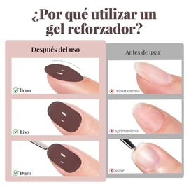 CHERIMOYA Gel UV LED de Refuerzo Nude Translúcido 15ml Reinforcement Builder Overlay Strengthener Gel Polish Soak Off, Fortalecedor Uñas Naturales Déb